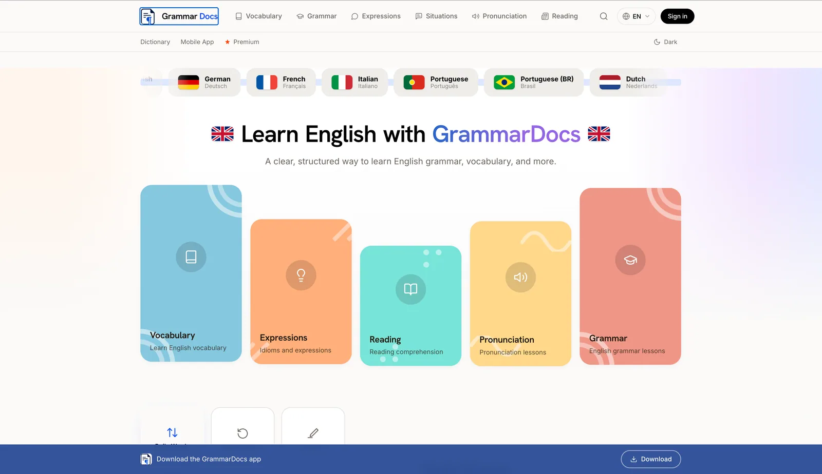 GrammarDocs — сайт, зроблений Deveteria